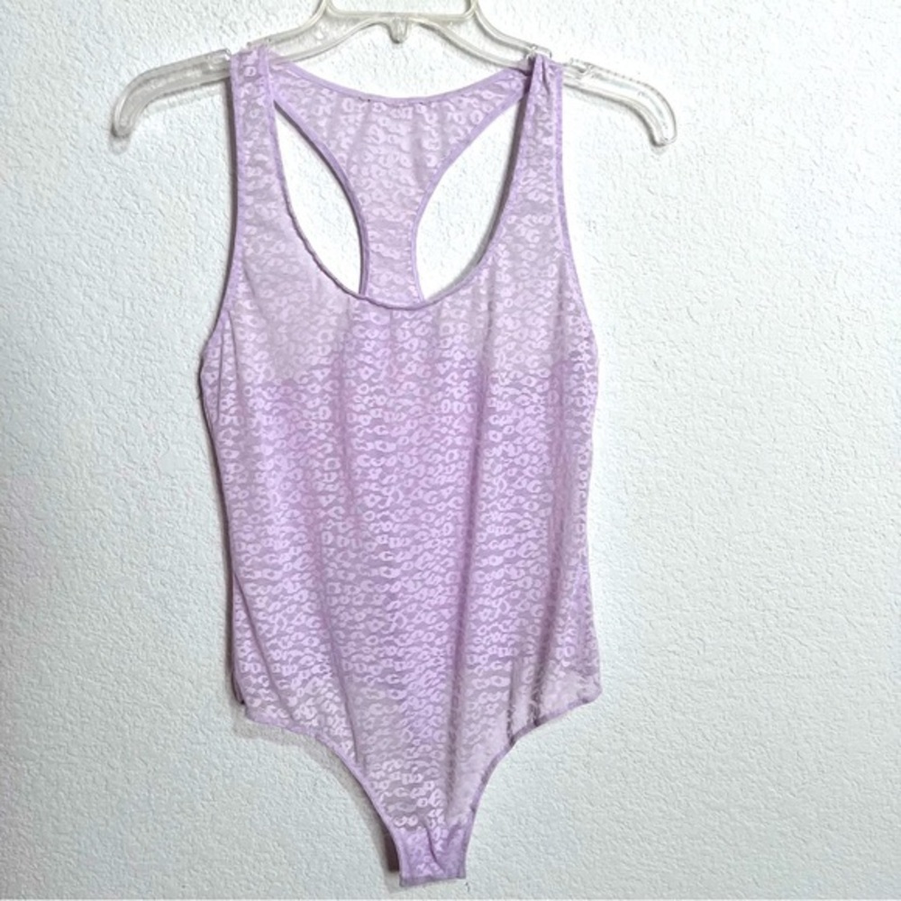 Victoria's Secret Light Purple Lavender Lace Racerback Thong Teddy Small